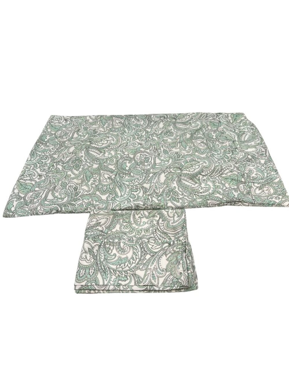 Lot Of 2 London Fog Floral Paisley Standard Pillowcases Green White Classic